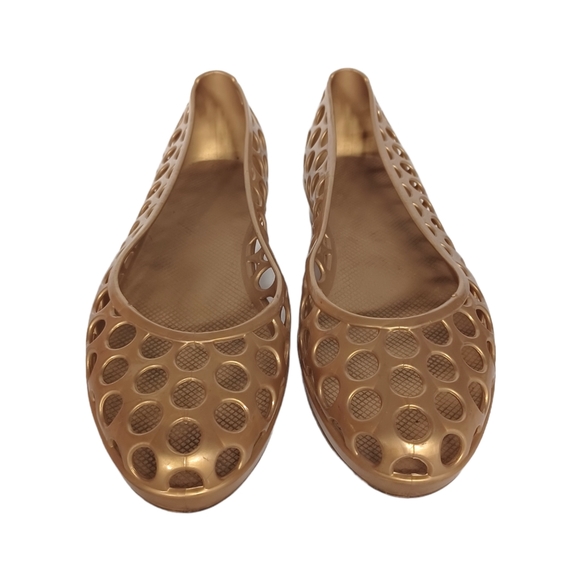 MARC JACOBS Gold Surf Jelly Perforated Polka Dot Closed Toe Sandals 35 (5) - Picture 4 of 11
